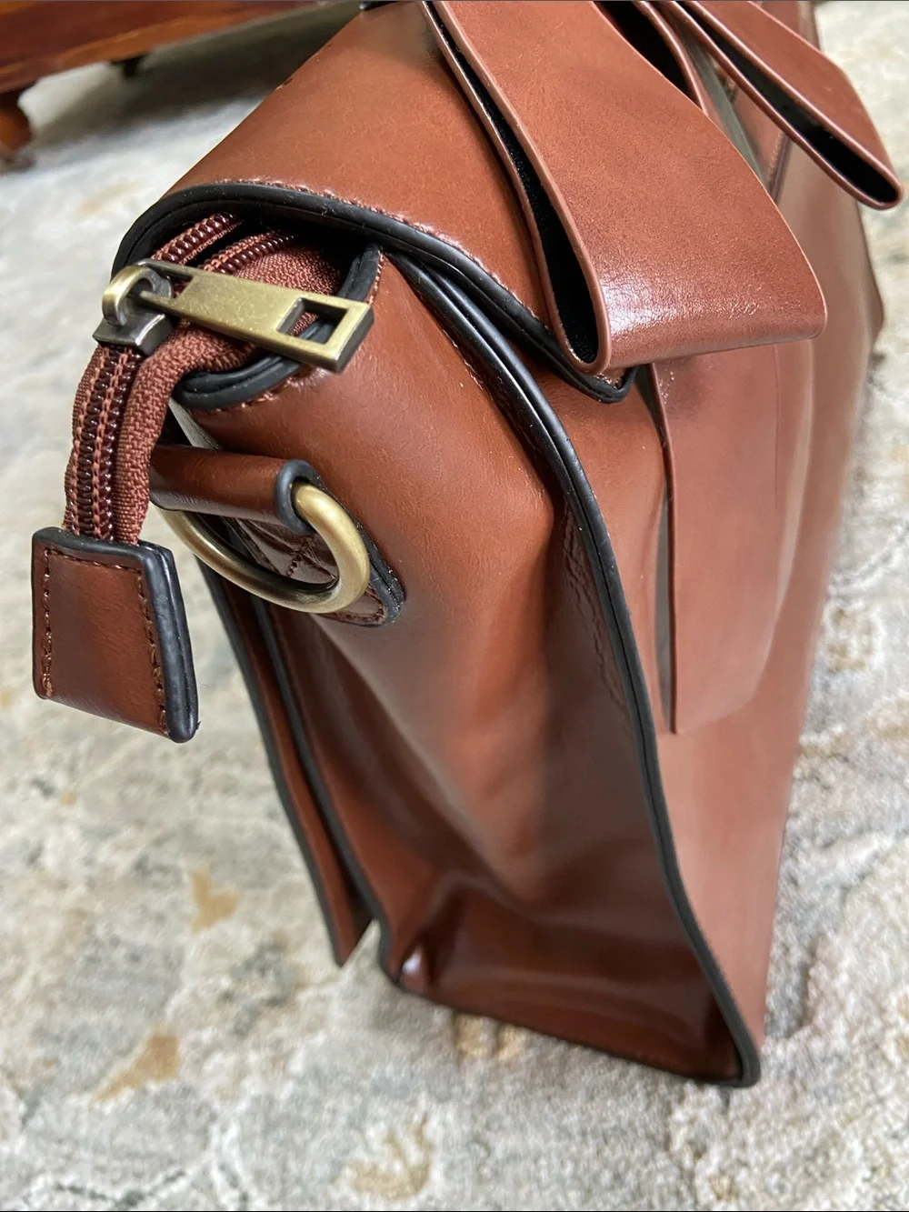 Walasa Leather Pocket Full of Sunshine Messenger Bag with Decorative Bow Accent